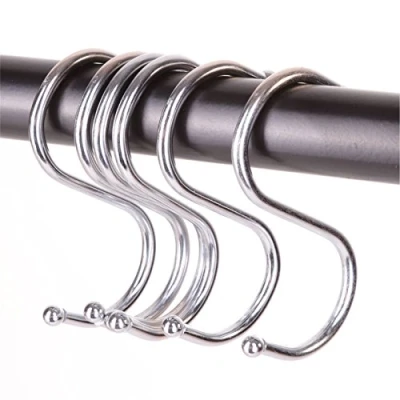 Image of 6X Small Chrome Ball End S Hooks Kitchen Pots &amp; Pans/Utensils Hanging Space Savers