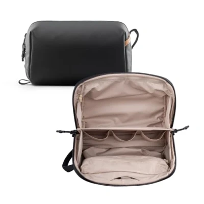 Image of PGYTECH Travel Toiletry Bag for Men &amp; Women, Hanging Compact Pouch, Waterproof Dopp Kit Traveling, Shaving Makeup Organizer Toiletries, Cosmetics, Black