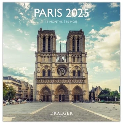 Image of DRAEGER Paris 1886 Large Wall Calendar 29 x cm 2025 7 languages September 2024 to December 12 photographs available in several themes Note appointments, birthdays
