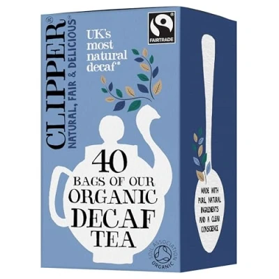 Image of Clipper Organic Everyday Decaf Tea Bags Natural, Unbleached, Plant Based Biodegradable &amp; Non GM Black Eco Conscious, Organically Grown Fair Trade (40 Teabags)