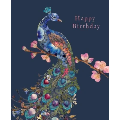 Image of Female Birthday Card General for Women/For Her Floral Peacock Artistic Design by Helen Ahpornsiri Made in the UK