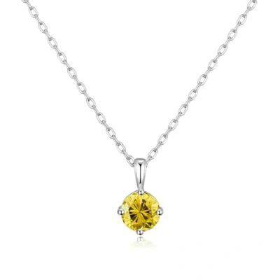 Image of Philip Jones Sterling Silver November (Topaz) Birthstone Necklace Created with Zircondia® Crystals