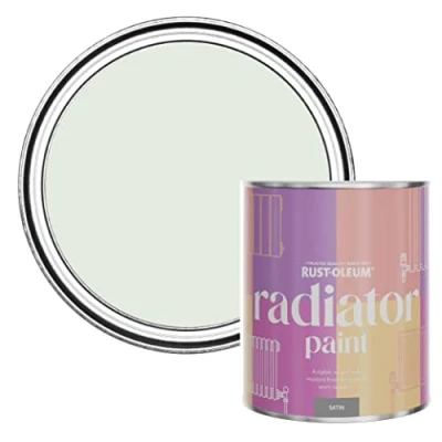 Image of Rust Oleum Green Heat Resistant Radiator Paint in Satin Finish Sage Mist 750ml