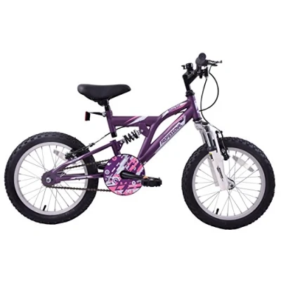 Image of Professional Shocker 16&quot; Wheel Dual Suspension Girls Kids MTB Bike Single Speed Purple/Pink Age 5+