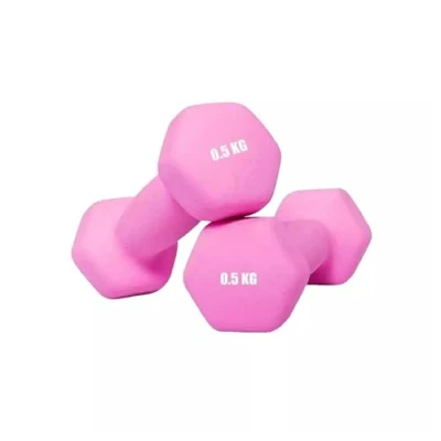 Image of Neoprene Dumbbells Weights Iron Hand Pair Aerobic Workout Fitness Home Gym Comfortable To Hold and Soft on Floors Excellent Accessories For Toning Strength Workouts (Pink, 0.5Kg Pair)