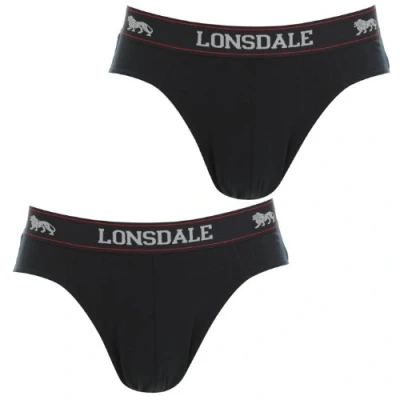 Image of Lonsdale Mens 2Pk Brief Underwear Briefs Elasticated Waist Navy S