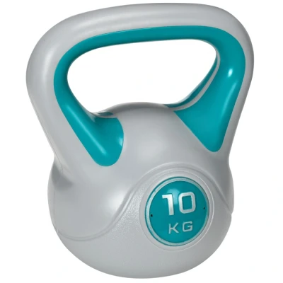 Image of SPORTNOW Kettlebell, 10kg Kettle Bells with Handle for Home Gym Weight Lifting and Strength Training, Light Blue Grey