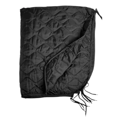 Image of Army Poncho Liner Quilted Blanket Mat Camping Travel Hiking Ripstop Black