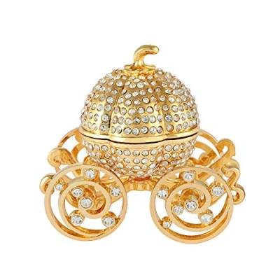 Image of QIFU Classical Pumpkin Carriage Enameled Trinket Box with Hinged, Unique Gift to Store the Ring