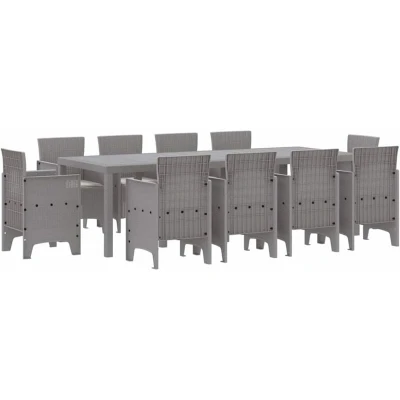 Image of vidaXL Garden Dining Set 11 pcs Light Grey Plastic Rattan