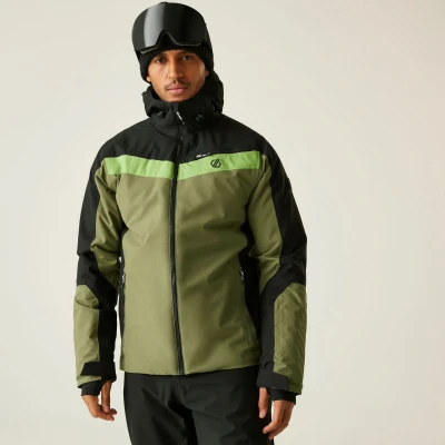Image of Dare 2b Men&#039;s Water repellent Eagle II Ski Jacket Black Olivine Green, Size: 4XL