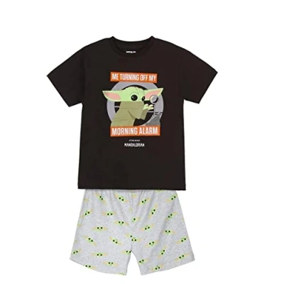Image of CERDÁ LIFE&#039;S LITTLE MOMENTS Boy&#039;s Mandalorian 100% Cotton 2 Piece [T Shirt + Pants Children&#039;s Pyjamas ] Official Star Wars Licence, Brown, 6 Years