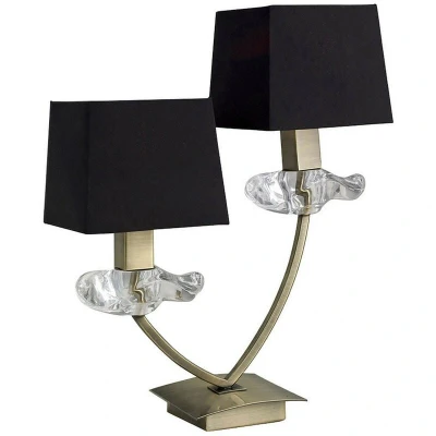 Image of Akira Table Lamp 2 Light E14, Antique Brass With Black Shades