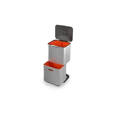 Image of Joseph Totem Max 60 Litre waste Separation and Recycling Kitchen Bin with Odour filter removable food caddy, Stainless Steel