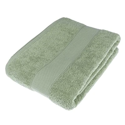 Image of HOMESCAPES Sage Green Turkish Cotton Bath Sheet Super Soft Thick &amp; Absorbent 500 GSM Towel Heavy Weight for everyday Luxury
