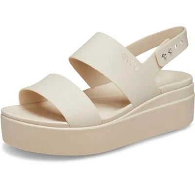 Image of Crocs Women&#039;s Brooklyn Low Wedge Sandal, Sandstone, 2 UK