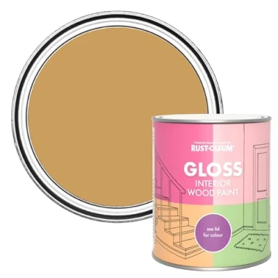 Image of Rust Oleum Yellow Interior Wood Paint in Gloss Finish Dijon 750ml