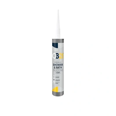 Image of OB21 Clear Premium Shower &amp; Bath Silicone Anti Fungal Properties Acetoxy Sealant Waterproof Weather UV Resistant 310ml