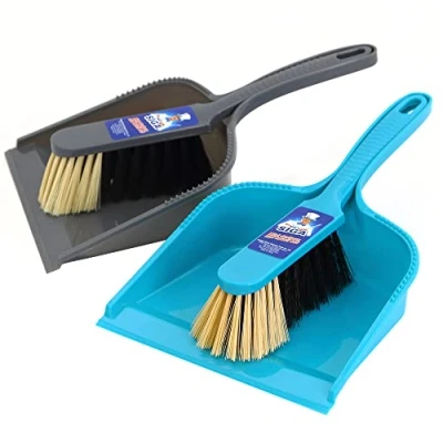 Image of MR.SIGA Dustpan and brush set Pack of 2, Blue &amp; Grey