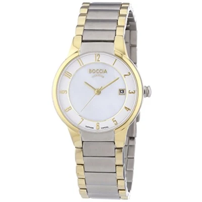 Image of Boccia Women&#039;s Quartz Watch with White Dial Analogue Display and Silver Titanium Bracelet B3228 02