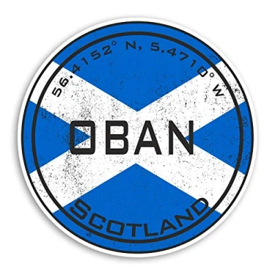 Image of 2 x 10cm Oban Scotland Vinyl Stickers Scottish Flag Sticker Luggage #20450 (10cm Wide)