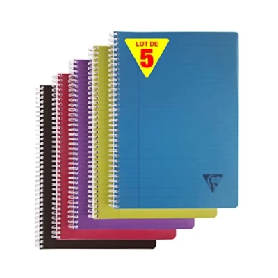 Image of Clairefontaine &#039;Linicolor&#039; Wirebound Notebooks, A4, Lined &amp; Margin, 90 Sheets, 90g Assorted Colours, Pack of 5
