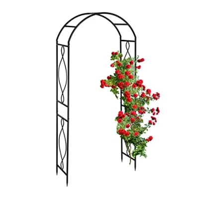 Image of Relaxdays Metal Rose Arch, Garden Arbour, HxWxD: 230 x 100 40 cm, Sturdy Climbing Support for Plants &amp; Flowers, Black, Iron, 225 104 cm