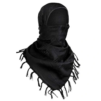 Image of FREE SOLDIER Scarf Military Shemagh Tactical Desert Keffiyeh Head Neck Arab Wrap with Tassel 43x43 inches(Camo Black)