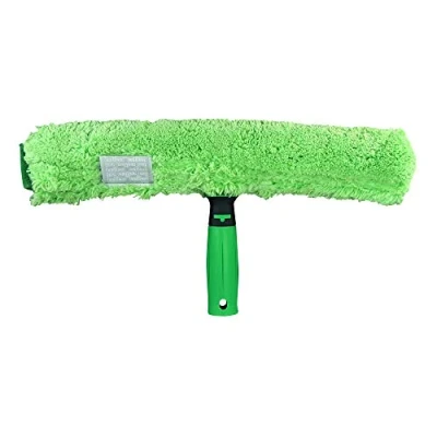 Image of UNGER 79021 MicroStrip Window Washer Sleeve with ErgoTec T bar Handle Microfibre Cleaner for Hand Wash or Telescopic Cleaning, Green, 45 cm Strip Width