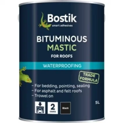 Image of Bostik bituminous Mastic for Roofs a Trowel Grade Material Waterproofing. Colour Black, 5 Litre