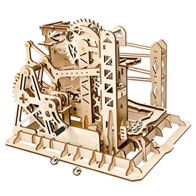 Image of Robotime Marble Roller Coaster Clockwork Mechanical 3D Puzzle Game Woodcraft Construction Kit Adult Craft Set Present (Lift Coaster)