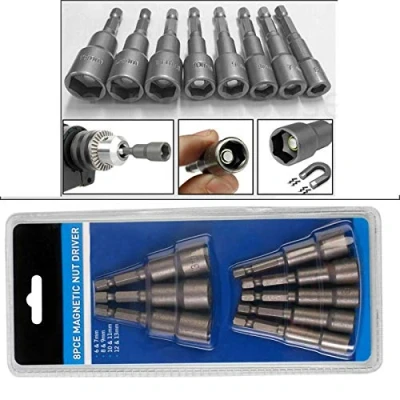 Image of TMZ® 8pc 1/4&quot; Hex Magnetic Nut Driver Socket Set Metric Impact Drill Bits 6 to 13mm Adapter