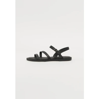 Image of TOMS Women&#039;s Kira Flat Sandal, Black Leather, 3 UK