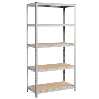 Image of SONGMICS 5 Tier Shelving Unit, Steel Unit for Storage, Tool Free Assembly, Garage, Shed, Load Capacity 600 kg, 50 x 100 200 cm, Silver GLR050E01
