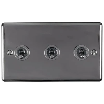 Image of Eurolite 3 Gang 10Amp 2Way Toggle Switch Black Nickel Enhance Range