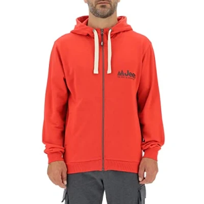 Image of JEEP O102570 R699 J MAN HOODED SWEATSHIRT FULL ZIP The spirit of Adventure Small Print J22W Mars Red/Black L