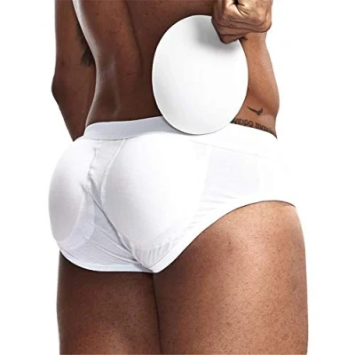 Image of JOCKMAIL Mens Briefs Padded Underwear Athletic Cycling Brief with Butt Pad Hip Up (M, White)