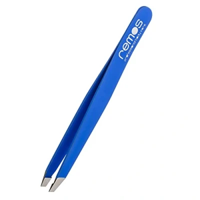 Image of REMOS Professional Eyebrow Tweezers Made of Stainless Steel in Dark Blue