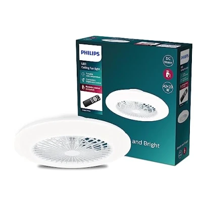 Image of PHILIPS LED Round Flat Fan Light 20W+40W with Remote Control [20W+40W White] for Indoor Home Lighting, Living Room, Study, Office, Bedroom