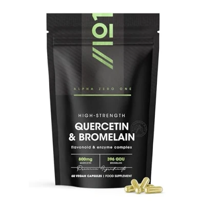 Image of Plant Based Quercetin 800mg &amp; Bromelain 396 GDU with BioPerine® Made from Sophora Japonica Extract (Quercetin) Pineapple (Bromelain) 60 Caps