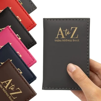 Image of Index Address Book Leather Look Cover Executive Padded Small Sizes Notebook A Z (Gray)