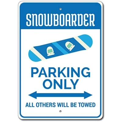 Image of TNND Snowboarder Parking Sign Gift Decor Tin 8x12 inch