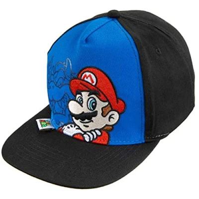 Image of Nintendo Super Mario Boys Baseball Cap Hat Age 4 7 Blue/Black