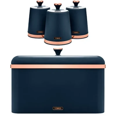 Image of Tower Cavaletto Midnight Blue 4 Piece Kitchen Storage Set