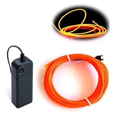 Image of Balabaxer EL Wire Orange, 16.4ft/5M Neon Lights Noise Reduction Portable Glowing Strobing Electroluminescent for Parties, Halloween, DIY Decoration