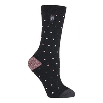 Image of HEAT HOLDERS Ultra Lite Ladies Thin Lightweight 1.0 TOG Winter Warm Casual Thermal Dress Socks (4 8 uk, Berry Black Spots)