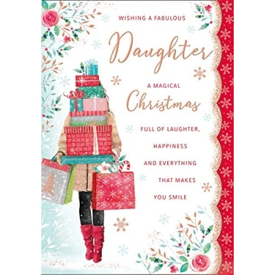 Image of Piccadilly Greetings Regal Publishing Traditional Christmas Card Daughter 10 x 7 inches, C85289