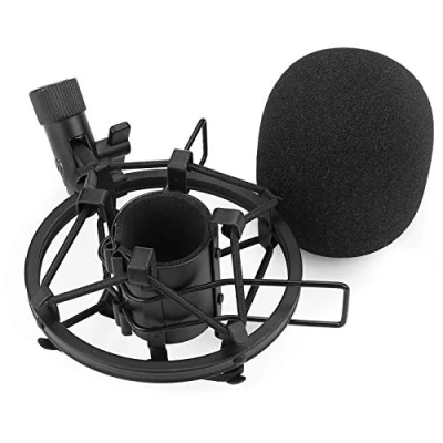 Image of SUNMON SM58 Microphone Shock Mount Holder with Foam Windscreen for Absorbe Vibration and Noise, Pop Filter Suitable LC, CN Dynamic Mic