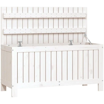 Image of vidaXL Garden Storage Box White 108x42.5x54 cm Solid Wood Pine