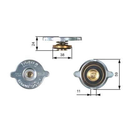 Image of C18460 Radiator Cap GATES RC106 59mm 0,3bar